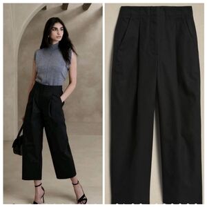 🆕️ Banana Republic The Barrel-Leg Chino Pant Black Size 6 Preppy